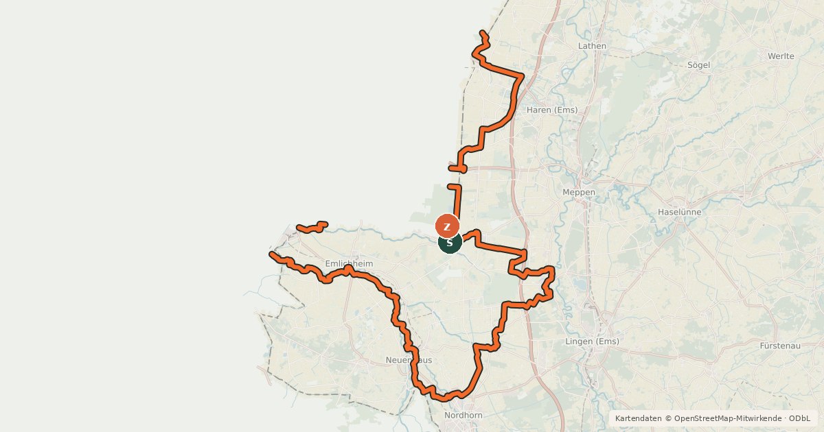 Kartenübersicht der Radroute Pionierroute