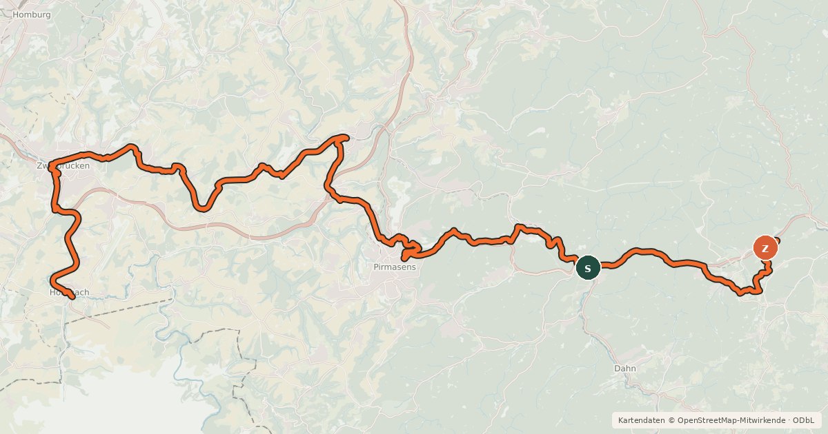Kartenübersicht der Radroute Pirminius Radweg