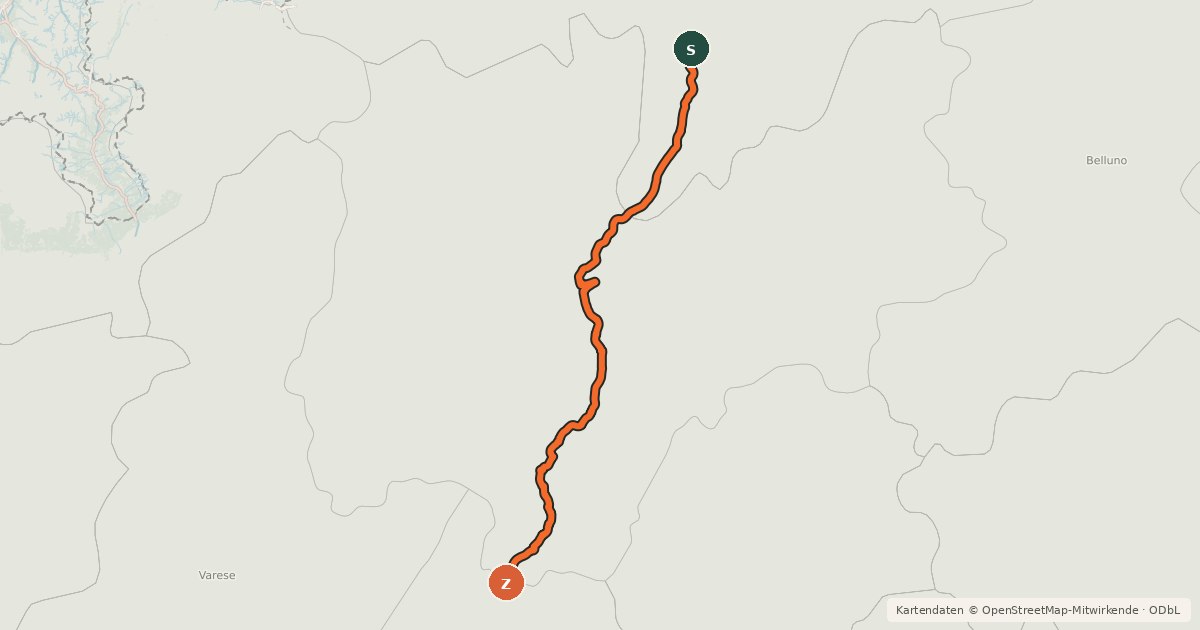 Kartenübersicht der Radroute Pista Ciclabile Valle dell'Adige - Etschtalradweg