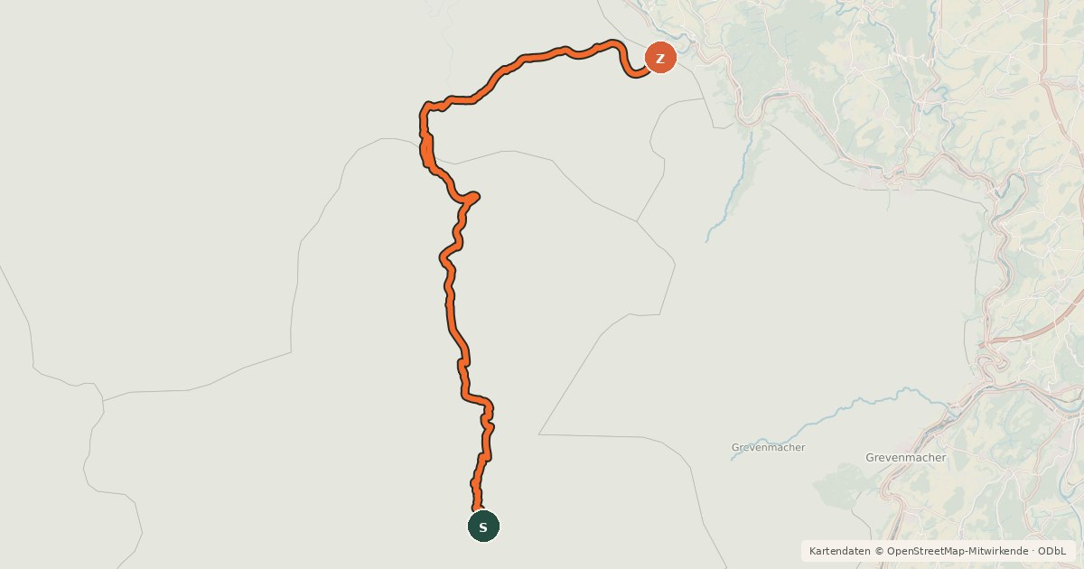 Kartenübersicht der Radroute Piste cyclable de l'Alzette (PC 15)