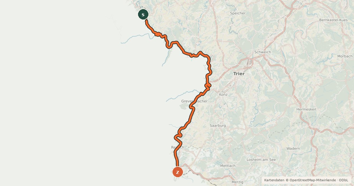 Kartenübersicht der Radroute Piste cyclable des trois rivières