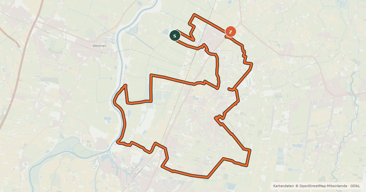 Kartenübersicht der Radroute Planetenroute (Westoverledingen)
