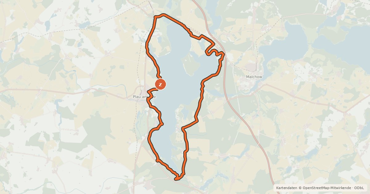 Kartenübersicht der Radroute Plauer See Radweg