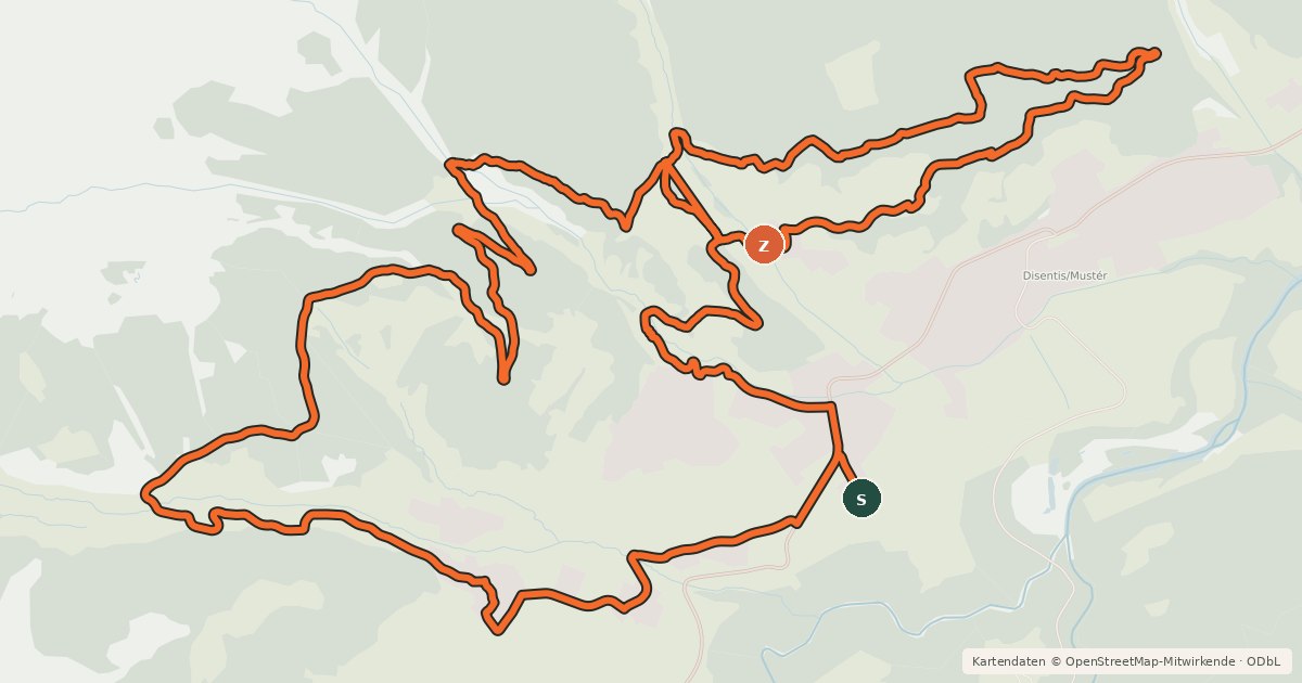 Kartenübersicht der Radroute Plaun Menisch Bike
