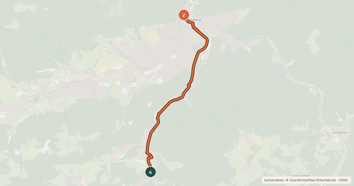 Kartenübersicht der Radroute Plettenberg-Oestertal (41) - (43) Plettenberg