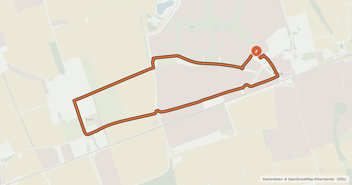Kartenübersicht der Radroute Poinger Runde - Geschichte, Landwirtschaft, Bauen (BUGA 2005-Themen-Radweg)
