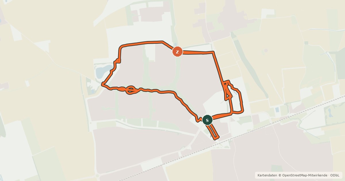 Kartenübersicht der Radroute Poinger Runde - Wohnen, Grün, Wasser (BUGA 2005-Themen Radweg)
