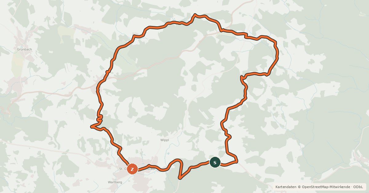 Kartenübersicht der Radroute Powerrunde