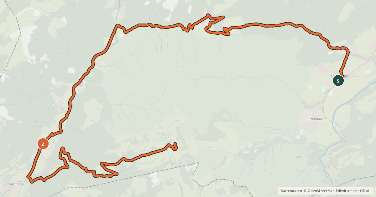 Kartenübersicht der Radroute Priener Hütte Schleching