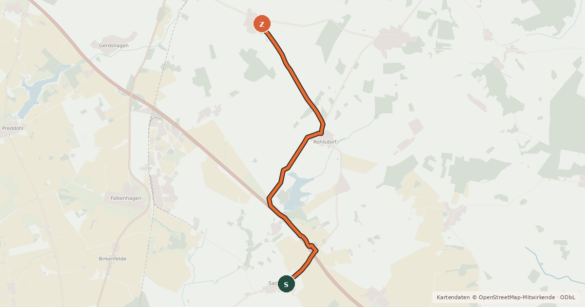 Kartenübersicht der Radroute Pritzwalk (85) - Meyenburg (93)
