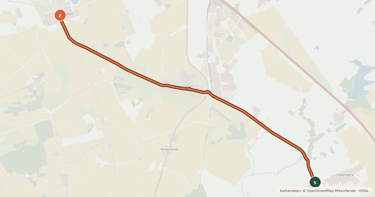 Kartenübersicht der Radroute Pritzwalk (86) - Meyenburg (97)