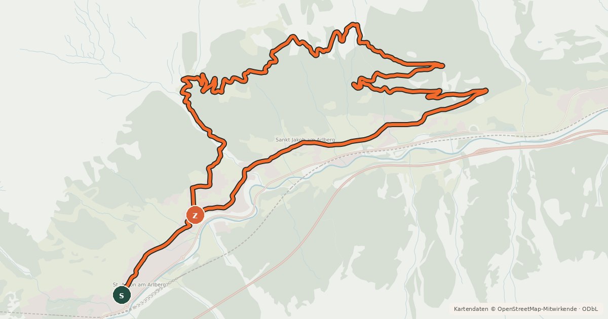 Kartenübersicht der Radroute Putzenalm