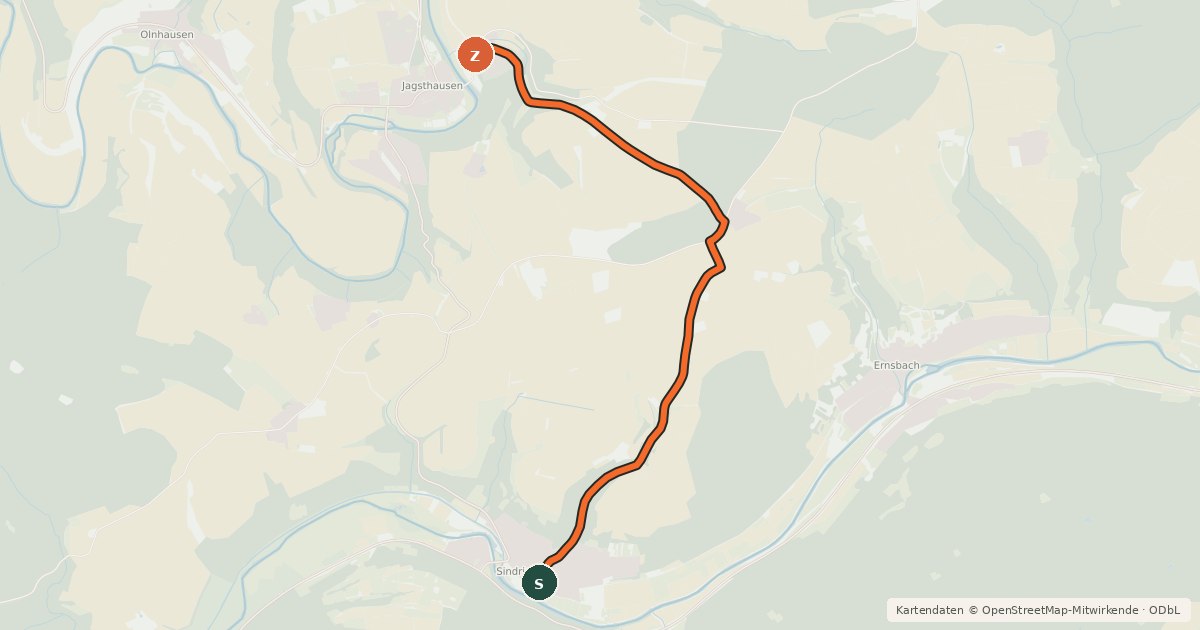 Kartenübersicht der Radroute Q2 Sindringen - Jagsthausen