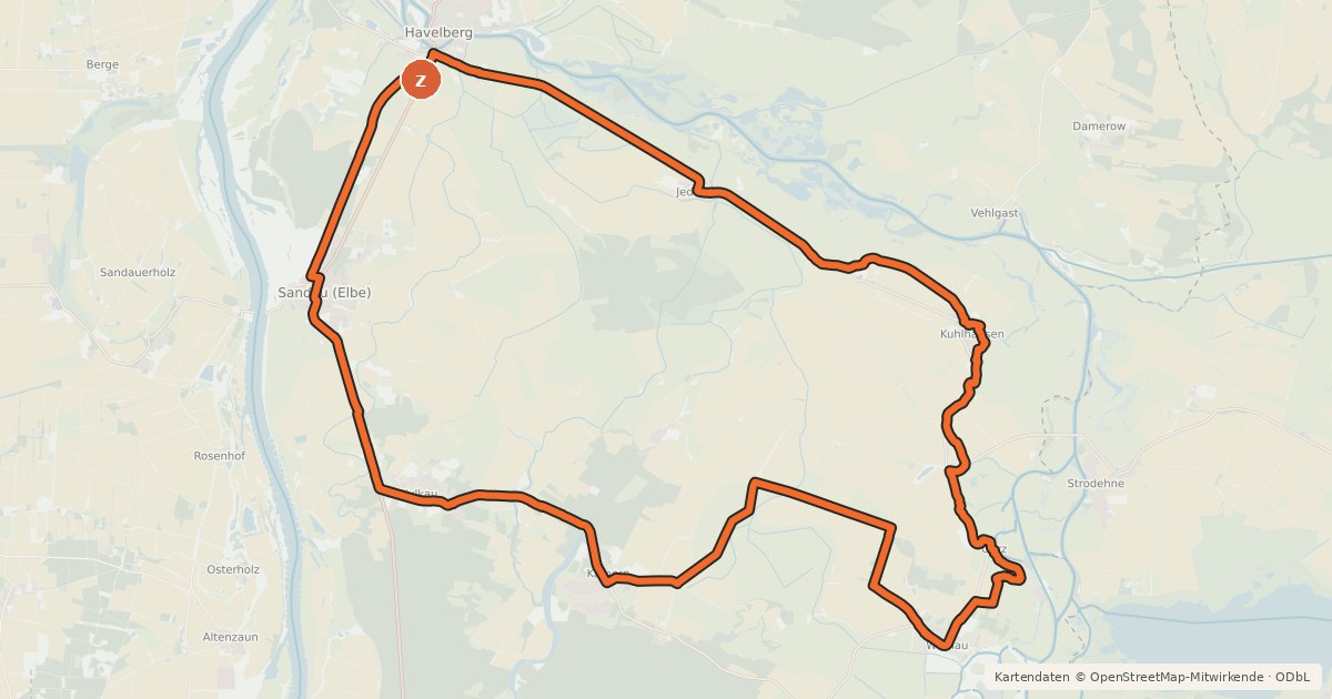 Kartenübersicht der Radroute Quappenwinkelroute