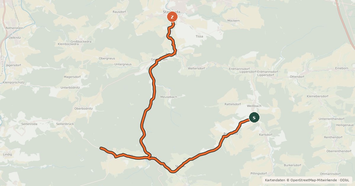 Kartenübersicht der Radroute R1