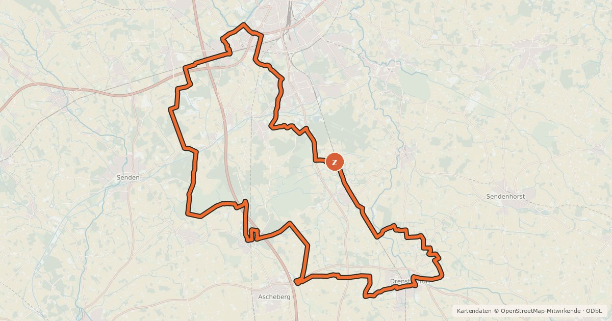 Kartenübersicht der Radroute R1 RTF