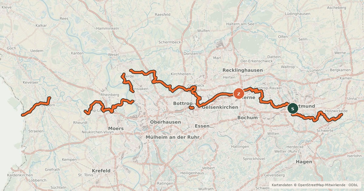 Kartenübersicht der Radroute R10 [NRW]
