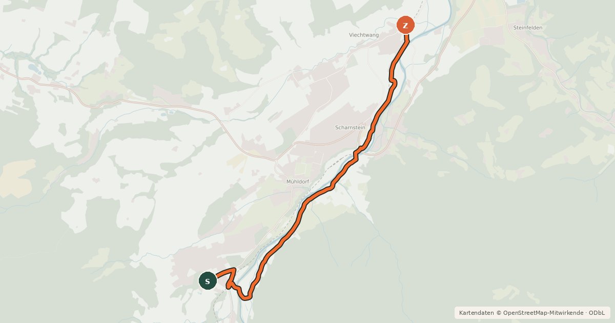 Kartenübersicht der Radroute R11 - Variante 'Scharnstein Alm'