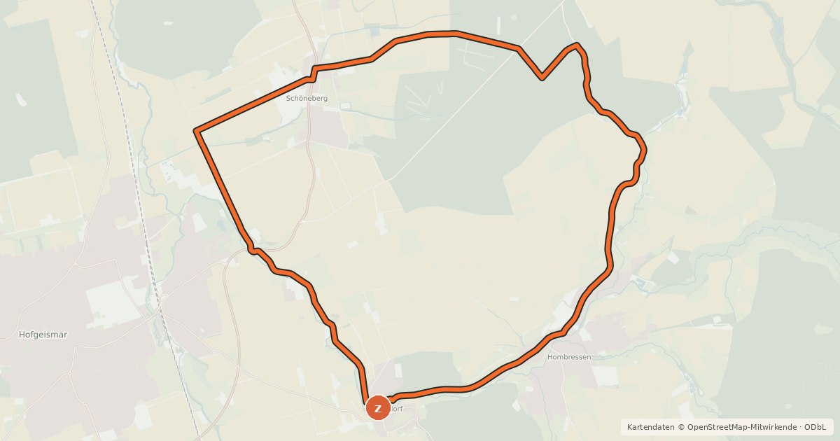 Kartenübersicht der Radroute R12