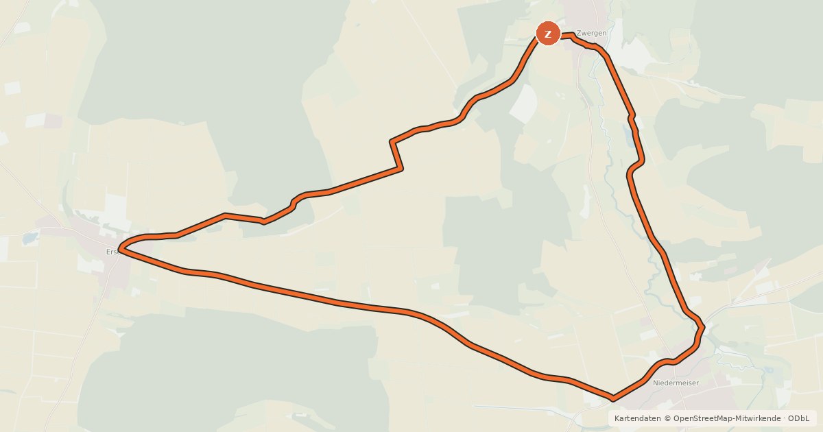 Kartenübersicht der Radroute R13