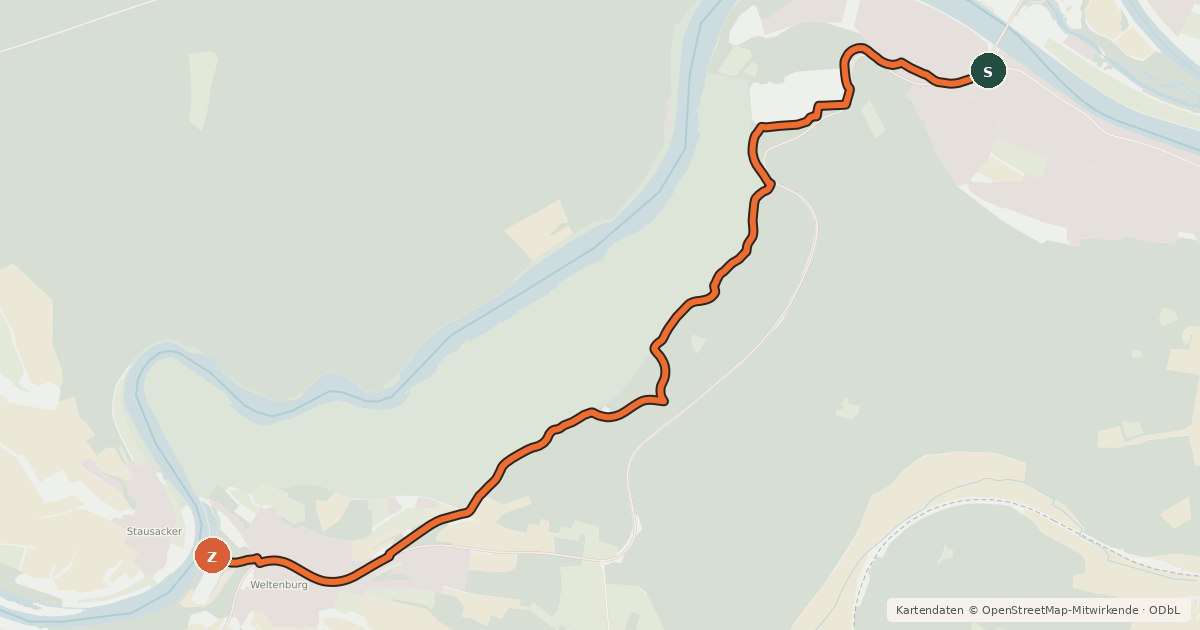 Kartenübersicht der Radroute R15 Kelheim-Weltenburg