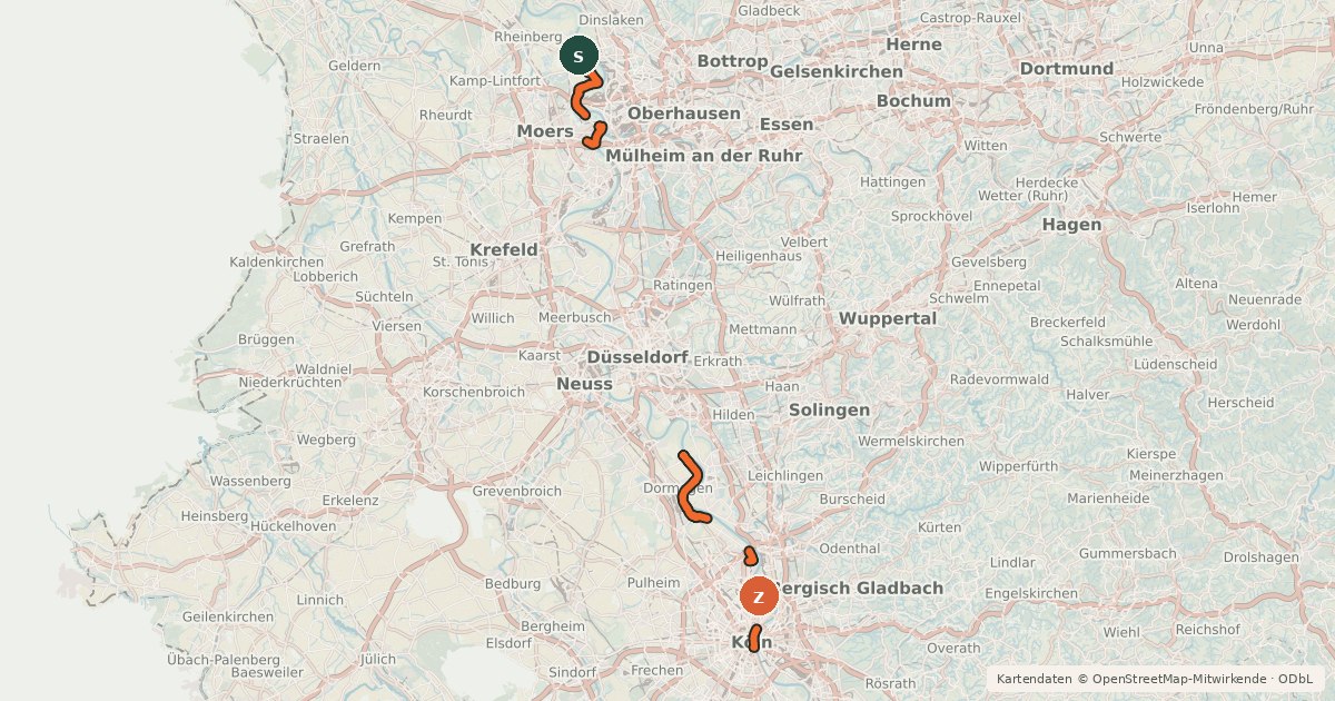 Kartenübersicht der Radroute R17 [NRW]