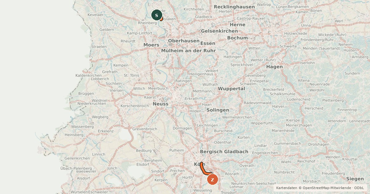 Kartenübersicht der Radroute R19 [NRW]