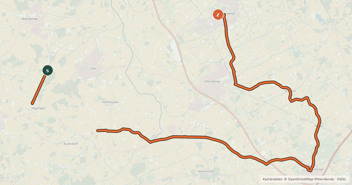 Kartenübersicht der Radroute R2 RTF