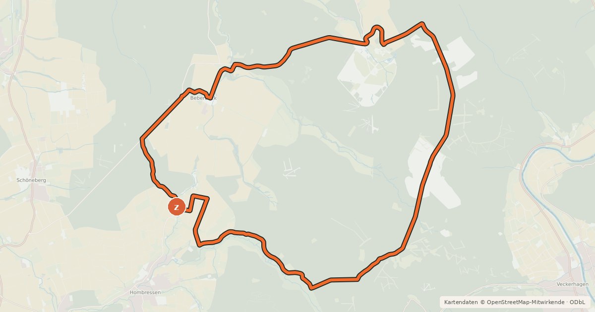 Kartenübersicht der Radroute R20
