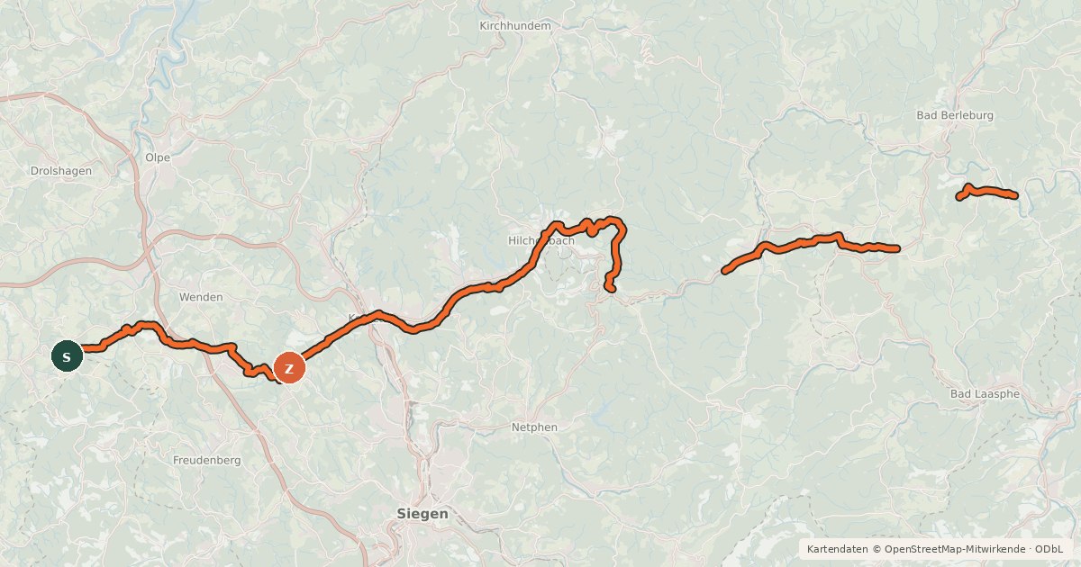 Kartenübersicht der Radroute R20 [NRW]