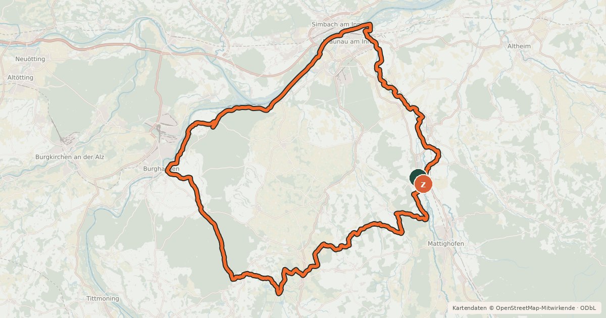 Kartenübersicht der Radroute R200, 3 Städte Tour