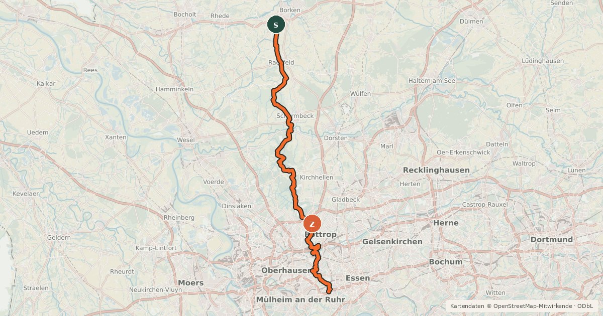 Kartenübersicht der Radroute R23 [NRW]