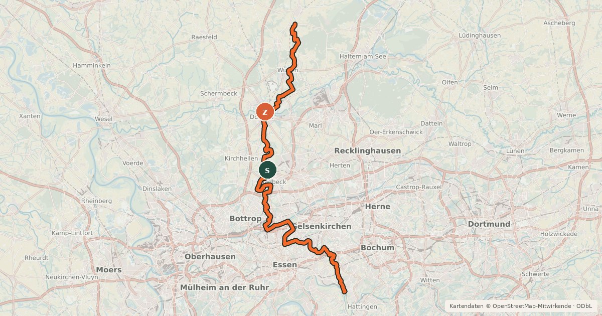 Kartenübersicht der Radroute R25 [NRW]