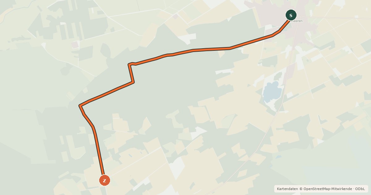 Kartenübersicht der Radroute R268-02 Mardorf/Schneeren - Schneeren 2