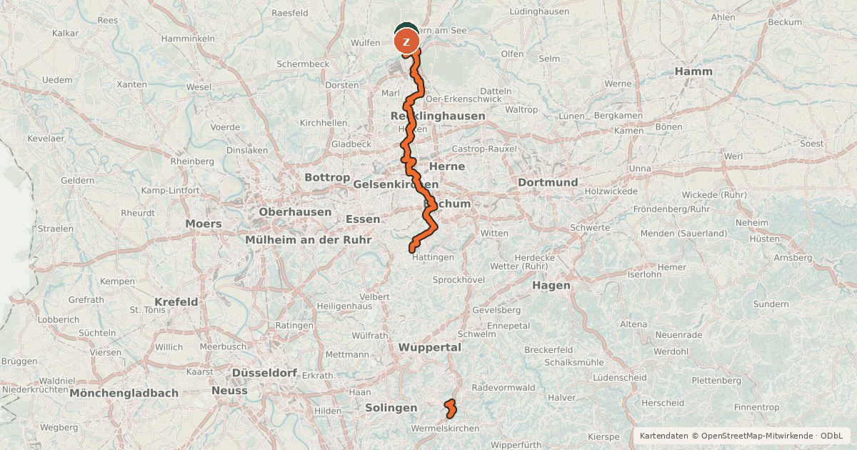 Kartenübersicht der Radroute R27 [NRW]