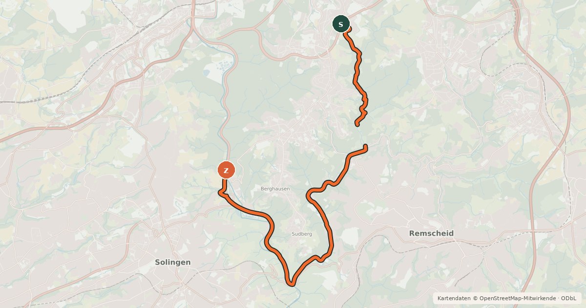 Kartenübersicht der Radroute R3 [Wuppertal]