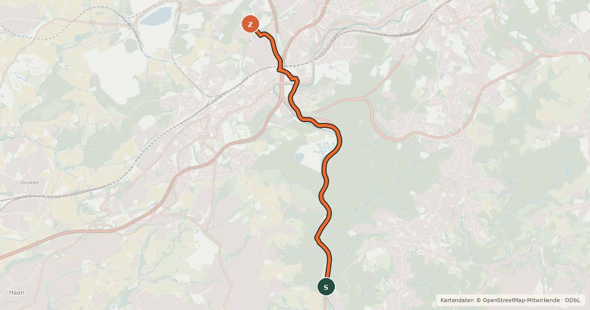 Kartenübersicht der Radroute R3a [Wuppertal]
