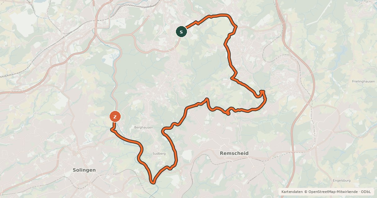 Kartenübersicht der Radroute R4a [Wuppertal]