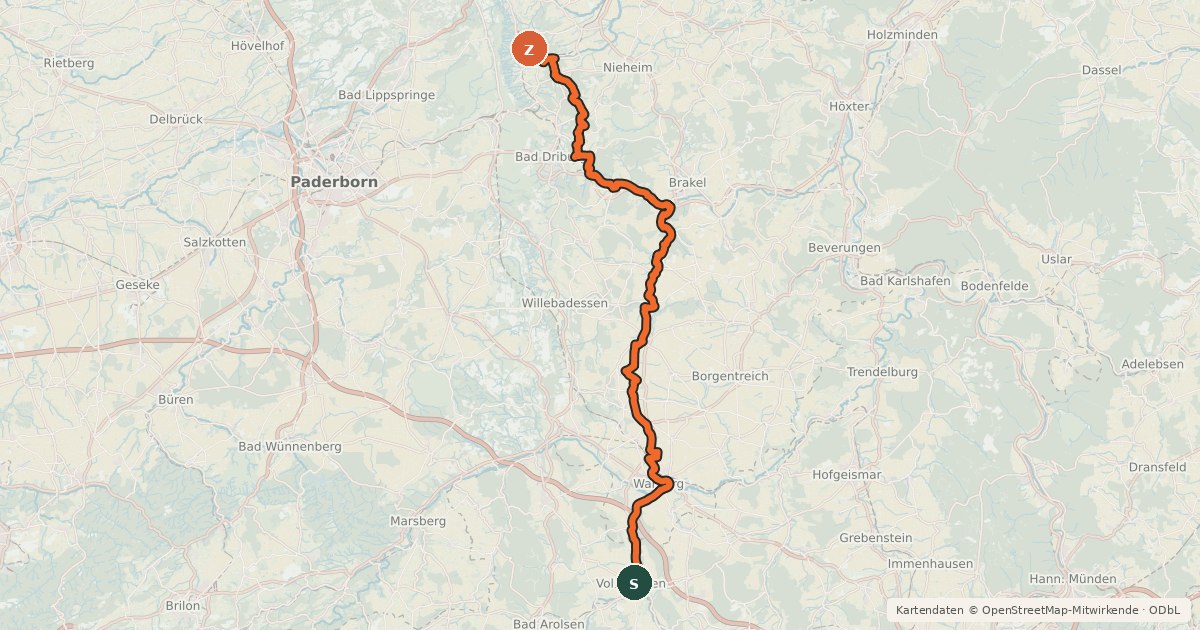Kartenübersicht der Radroute R51 [NRW]