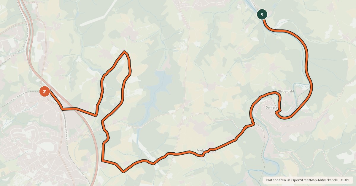 Kartenübersicht der Radroute R5a [Wuppertal]