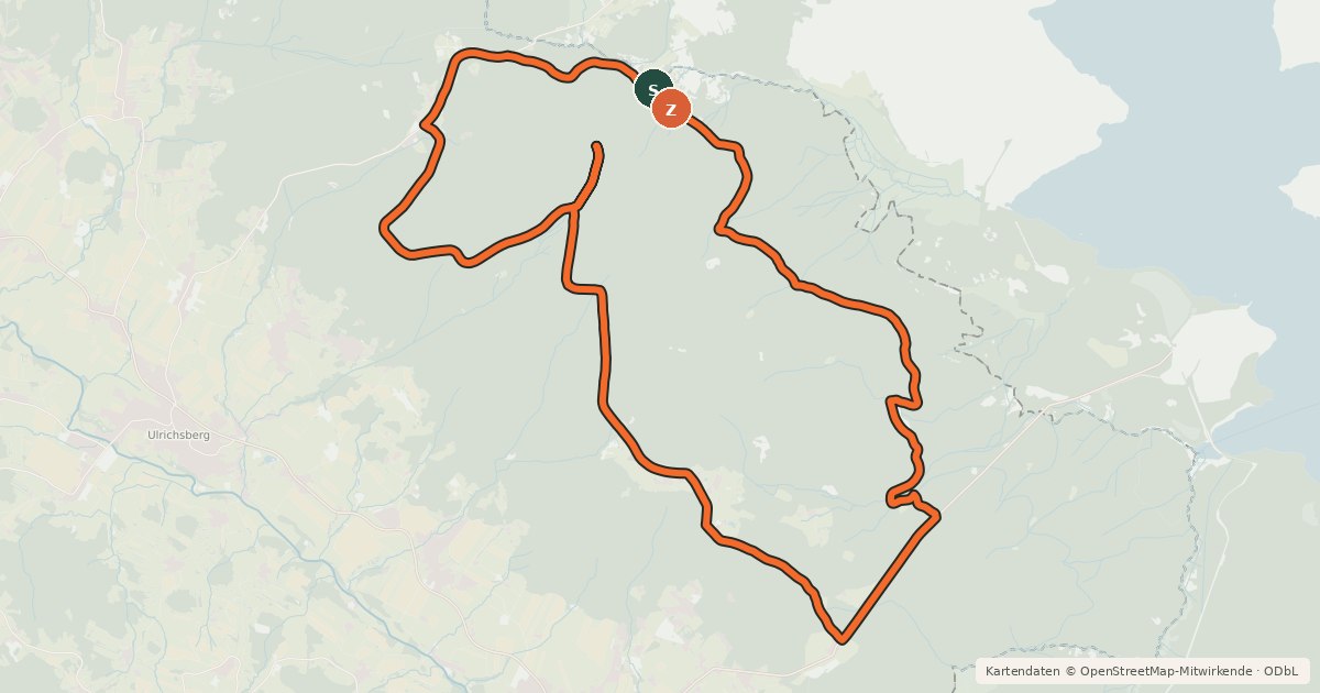 Kartenübersicht der Radroute R802, Sonnenwald Radroute