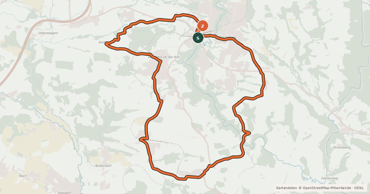 Kartenübersicht der Radroute R915, Aisthügelweg