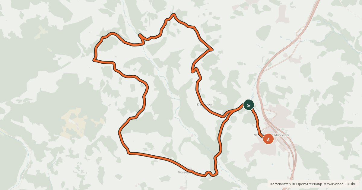 Kartenübersicht der Radroute R916, Neumarkter Radrunde