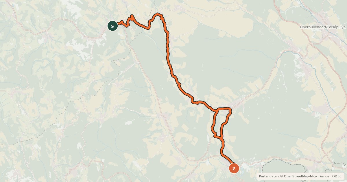 Kartenübersicht der Radroute Rabnitztal Radwanderweg