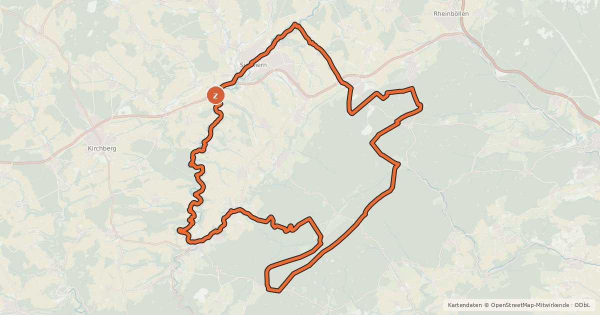 Kartenübersicht der Radroute Rad-Aktiv-Route H7 Simmerns Naturparktour