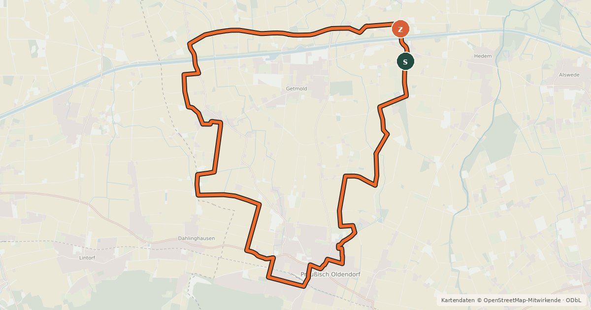 Kartenübersicht der Radroute Rad-Rundwanderweg R 10