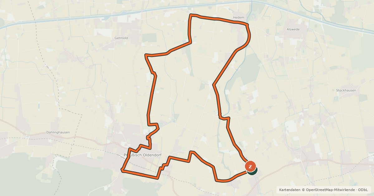 Kartenübersicht der Radroute Rad-Rundwanderweg R 11
