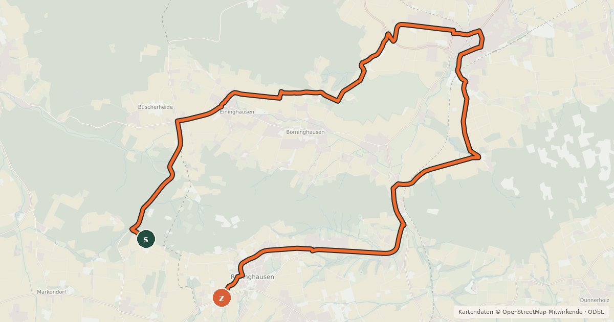 Kartenübersicht der Radroute Rad-Rundwanderweg R 13