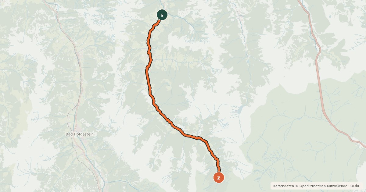 Kartenübersicht der Radroute Rad- und Gehweg Großarltal