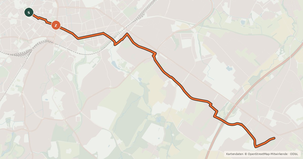 Kartenübersicht der Radroute Rad-Vorrang-Route Brand
